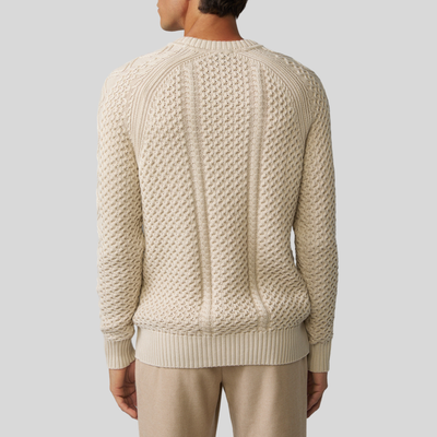 Mixed Knit Raglan Sleeve Sweater - Beige