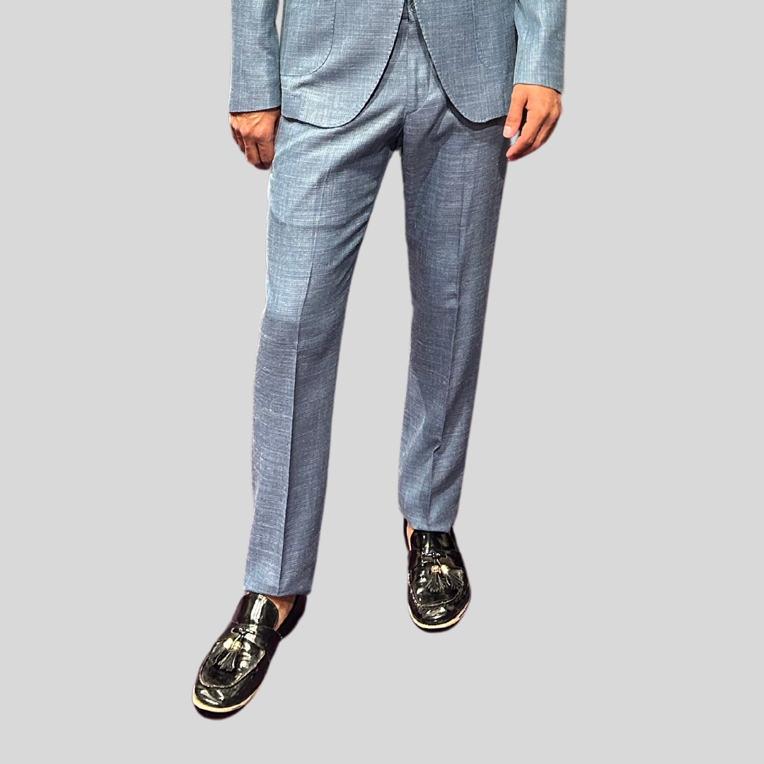 Gotstyle Fashion - Christopher Bates Suits Mesh Weave Stretch Pants - Light Blue