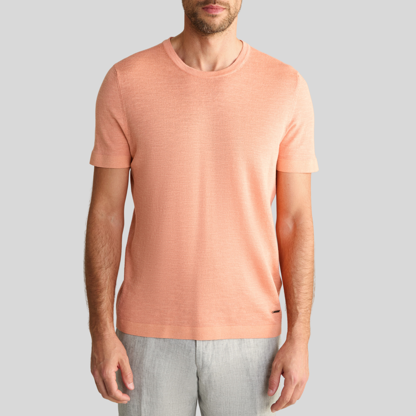 Gotstyle Fashion - Joop! T-Shirts Linen / Cotton Knit Round Neck T-Shirt - Orange