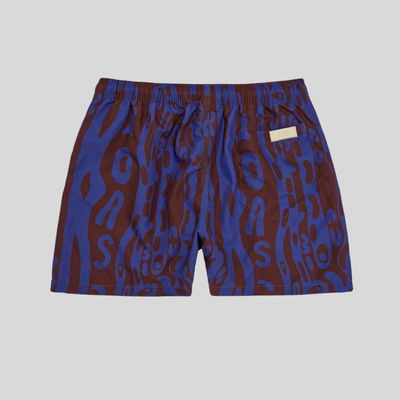 Gotstyle Fashion - OAS Shorts Abstract Logo Design Swim Shorts - Navy/Brown