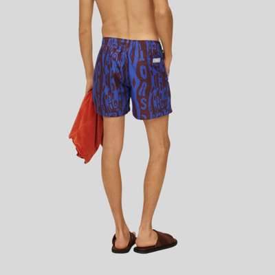 Gotstyle Fashion - OAS Shorts Abstract Logo Design Swim Shorts - Navy/Brown