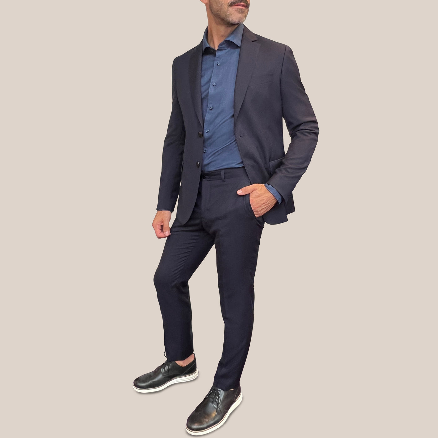 Gotstyle Fashion - Pal Zileri Suits Wool Blazer with Pick Stitching - Navy