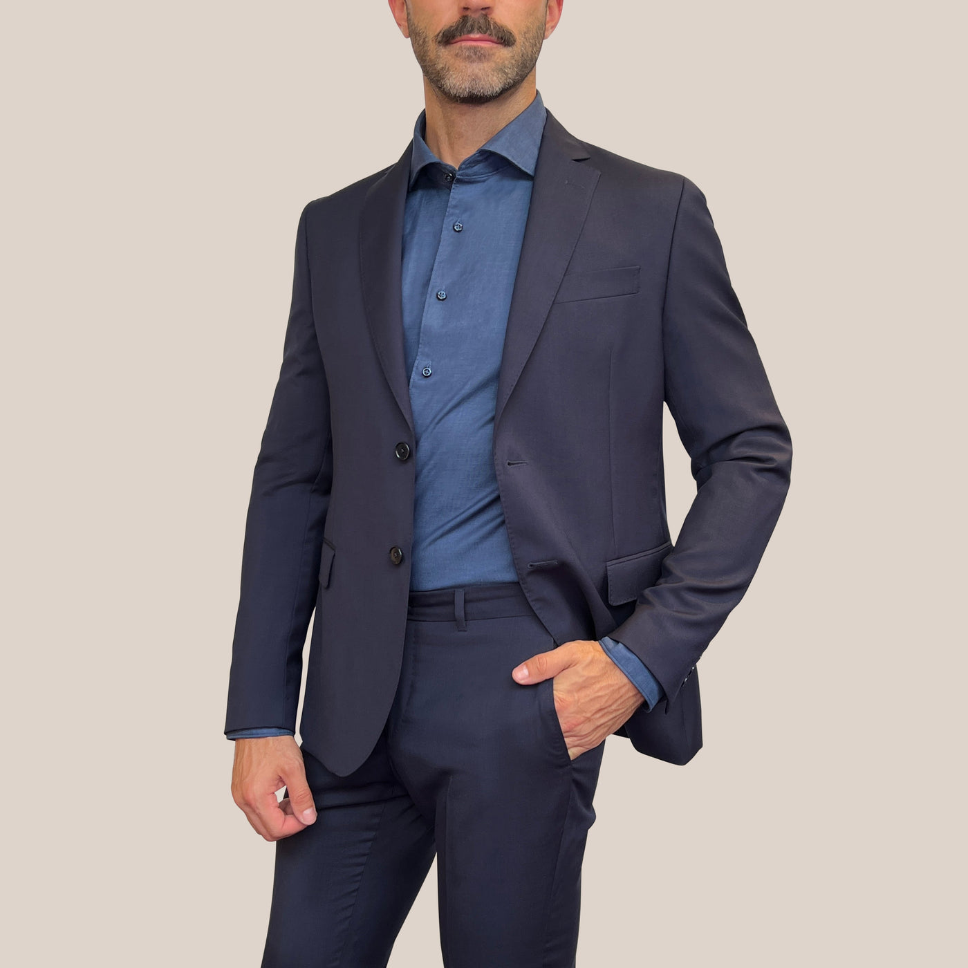 Gotstyle Fashion - Pal Zileri Suits Wool Blazer with Pick Stitching - Navy