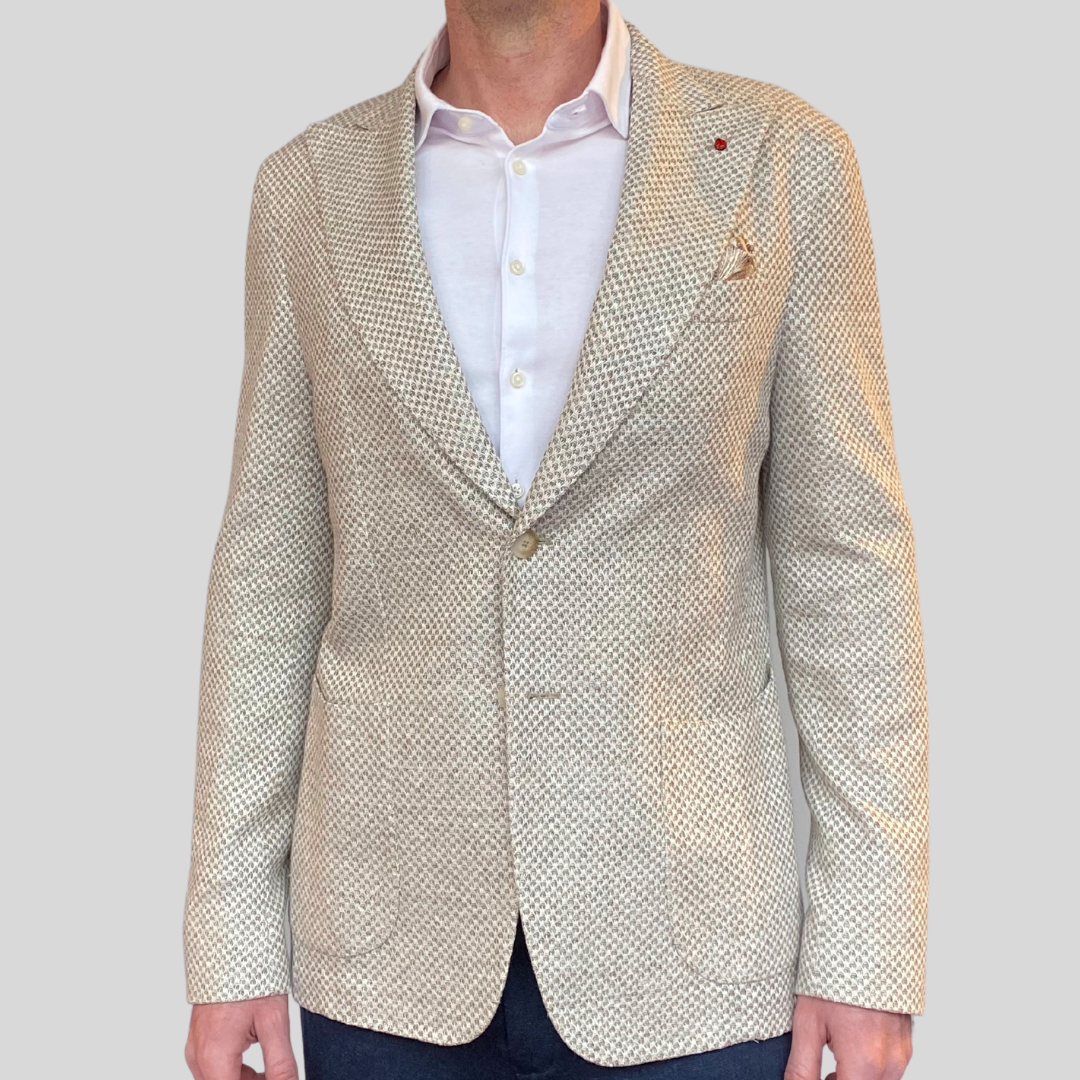 Gotstyle Fashion - Fugato Blazers Exploded Birdseye Patch Pocket Peaked Blazer - Taupe