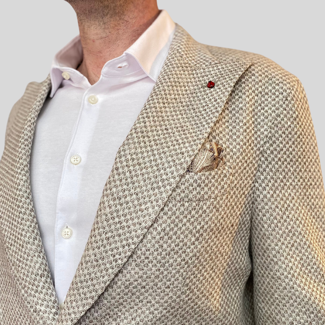 Gotstyle Fashion - Fugato Blazers Exploded Birdseye Patch Pocket Peaked Blazer - Taupe