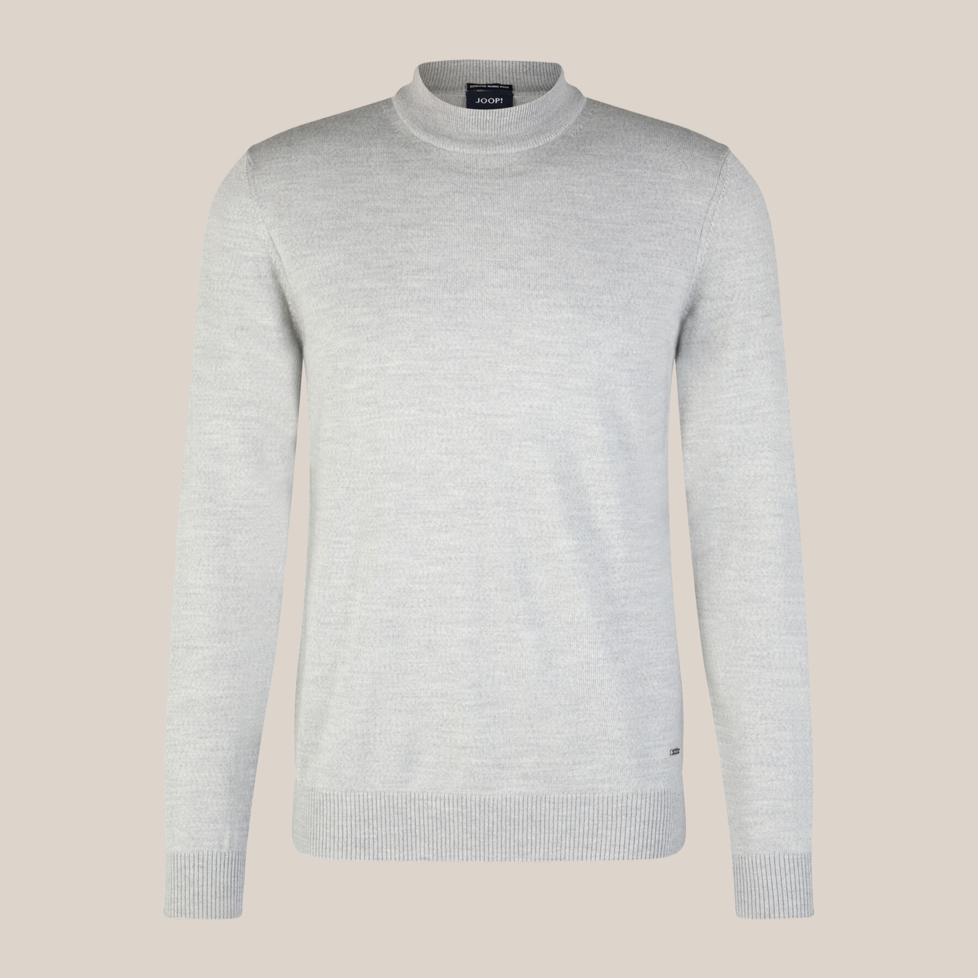 Mock Neck Merino Wool Sweater - Light Grey