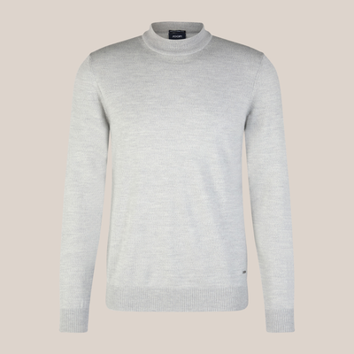 Mock Neck Merino Wool Sweater - Light Grey