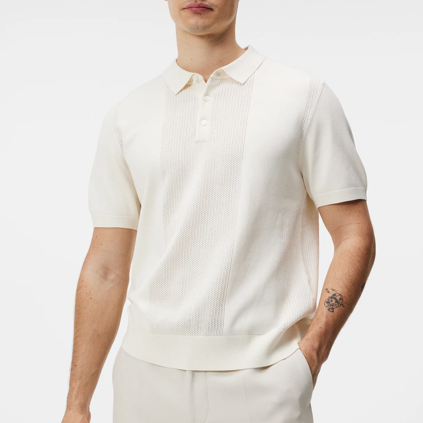 Gotstyle Fashion - J.Lindeberg Polos Mesh Detail Retro Knit Polo - Off-White