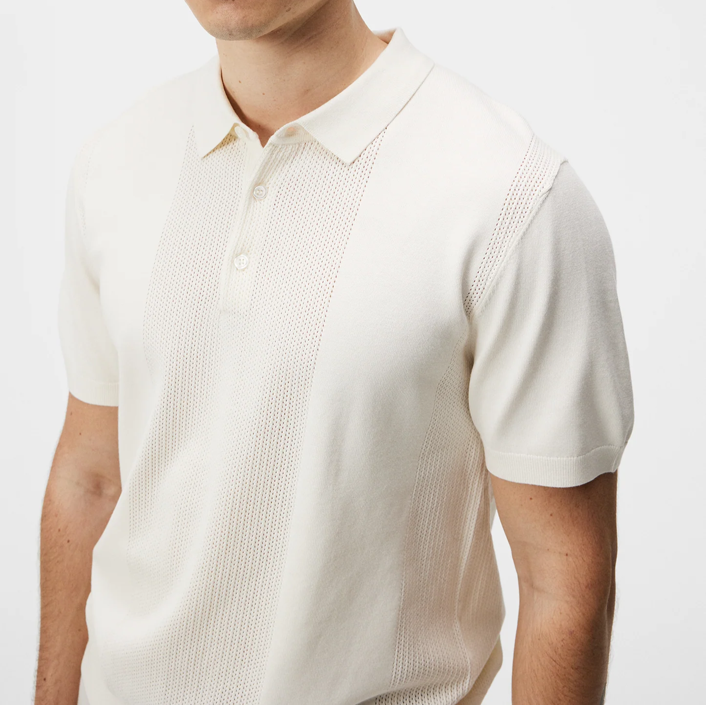 Gotstyle Fashion - J.Lindeberg Polos Mesh Detail Retro Knit Polo - Off-White