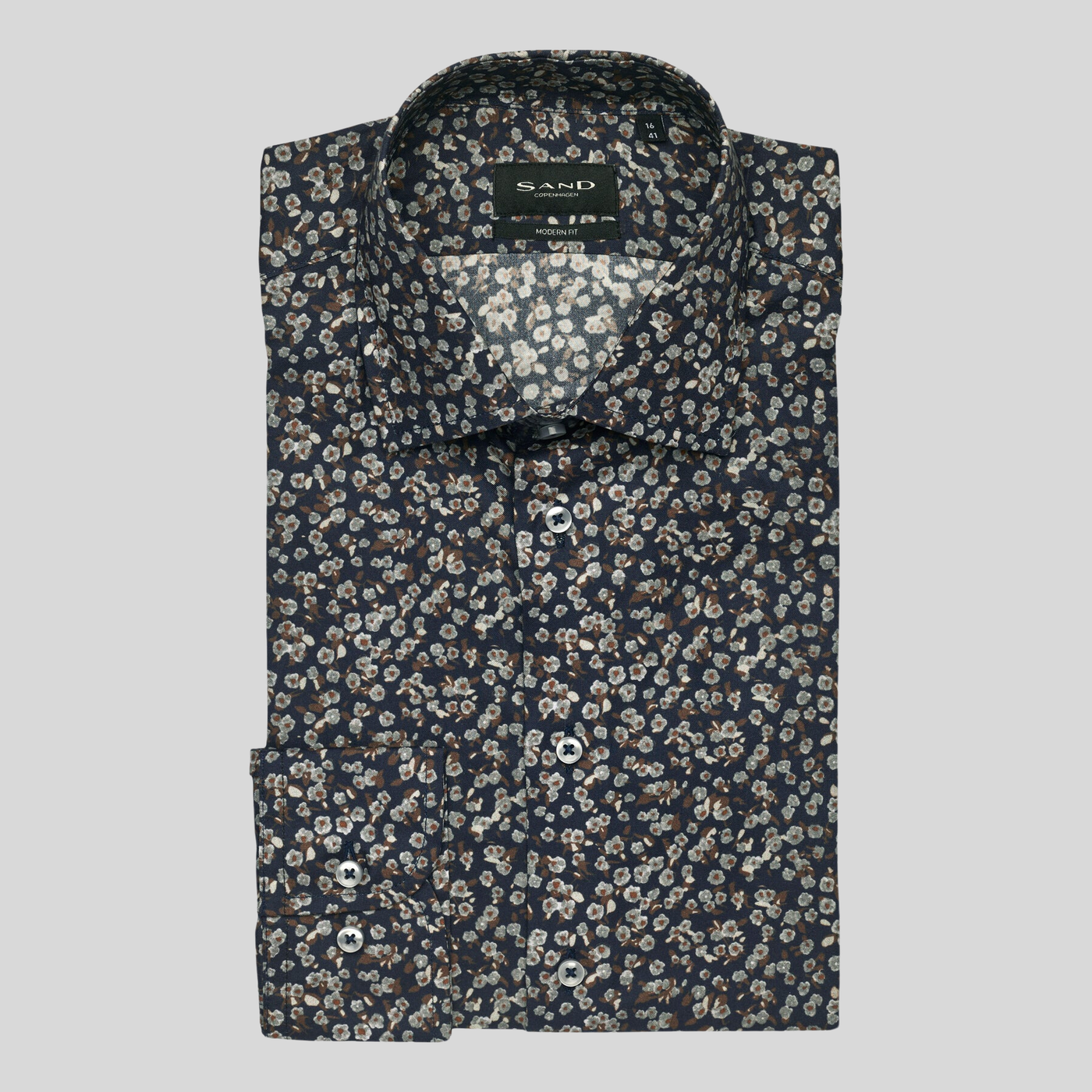 All-Over Small Florals Print Shirt - Navy