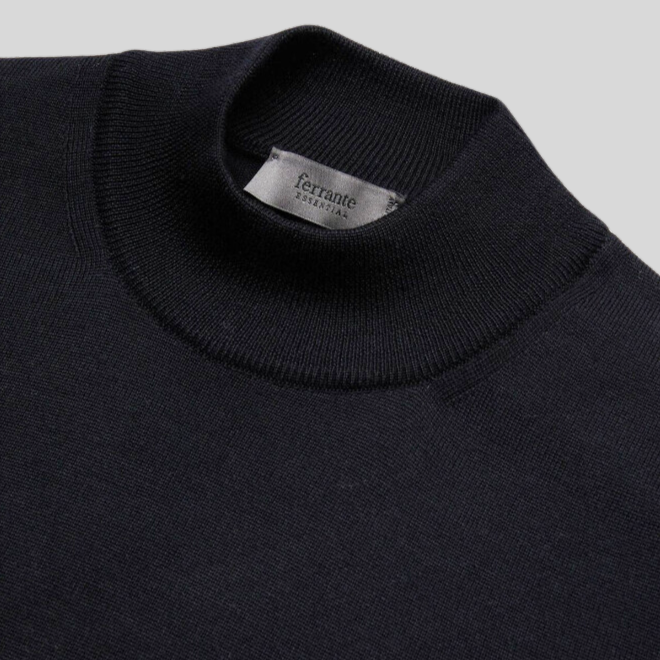 Merino Mock Neck Sweater - Black