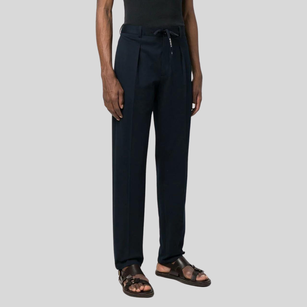 Gotstyle Fashion - Circolo 1901 Pants Pleated Drawstring Pique Weave Pant - Navy