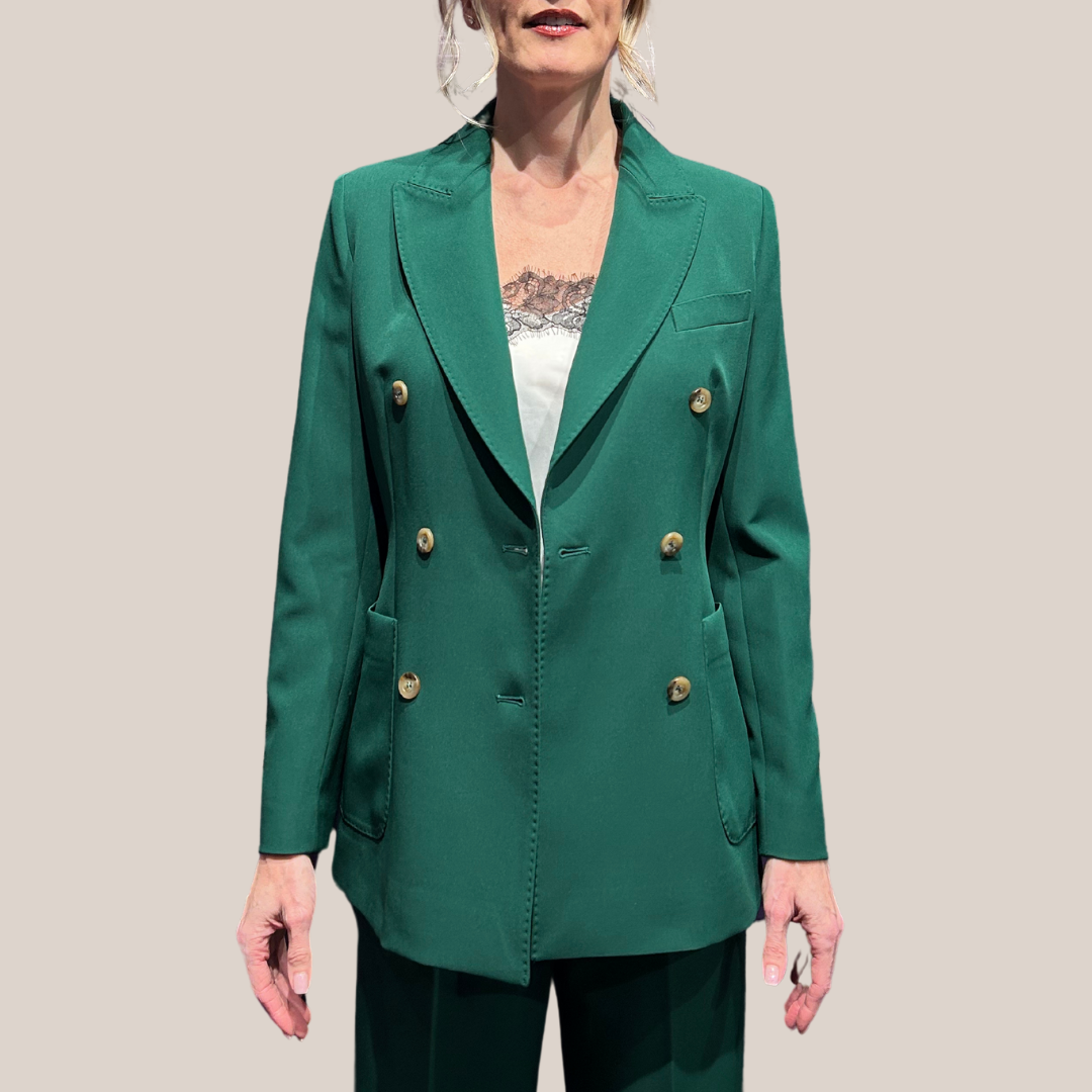 Gotstyle Fashion - Normeet Blazers Techno Fabric Double Breasted Blazer - Green