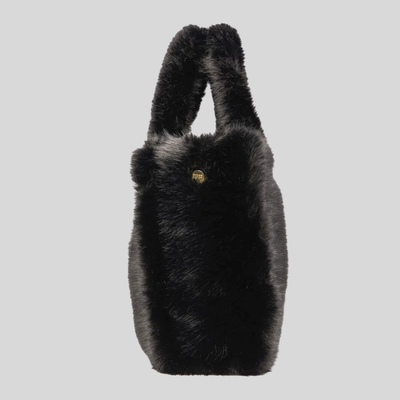 Faux Fur Oversized Tote - Black