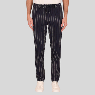 Gotstyle Fashion - Distretto12 Suits Pinstripe Jersey Drawstring Pants - Dark Blue