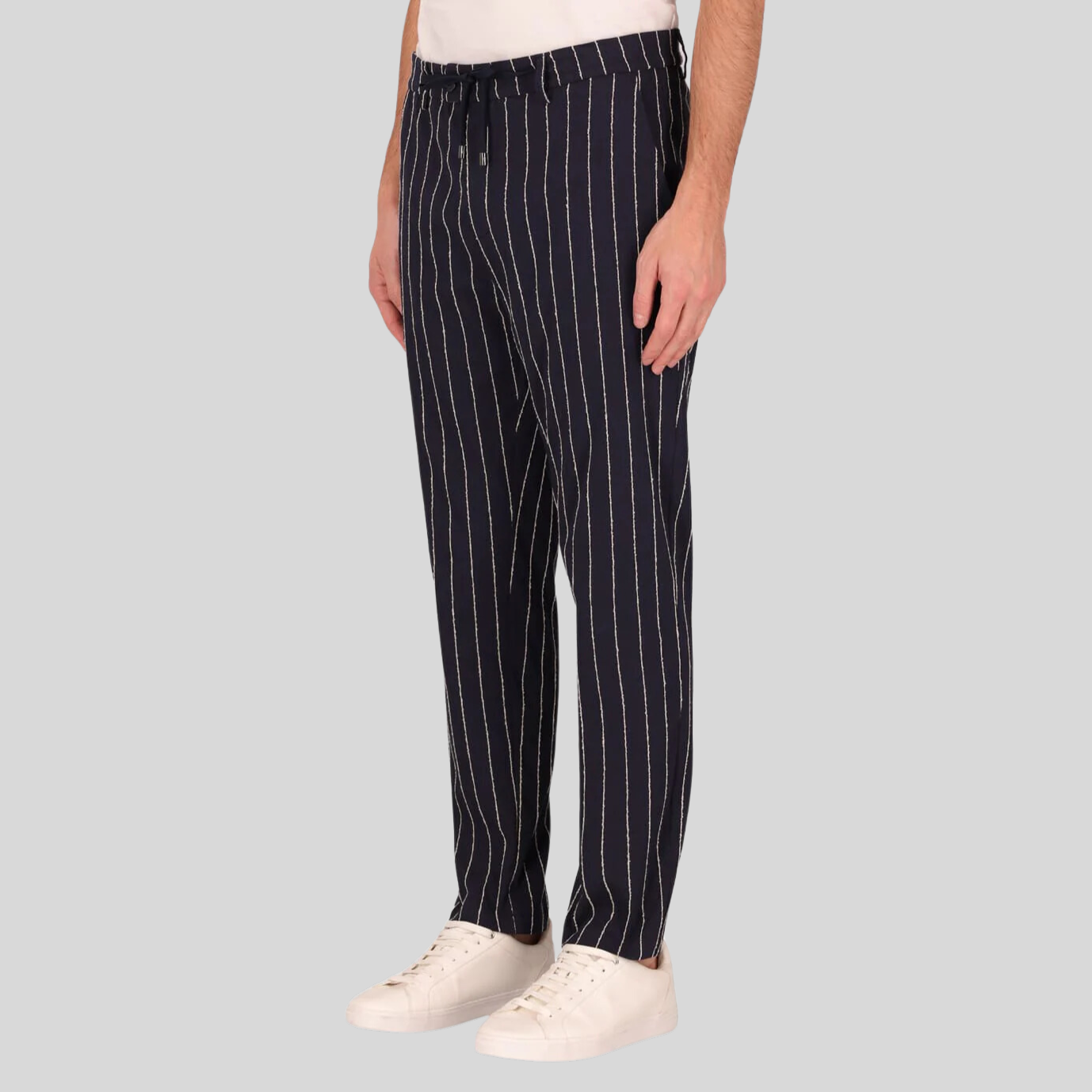 Gotstyle Fashion - Distretto12 Suits Pinstripe Jersey Drawstring Pants - Dark Blue