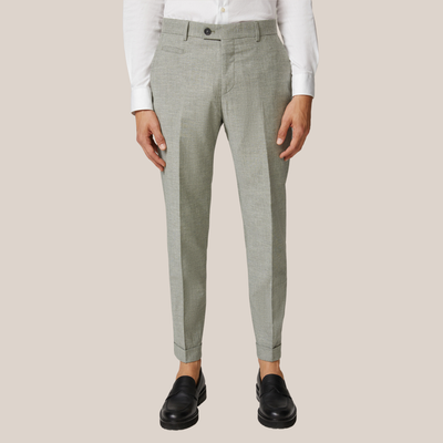 Gotstyle Fashion - Strellson Suits Mottled Cotton Wool Blend Cuff Pants - Light Green