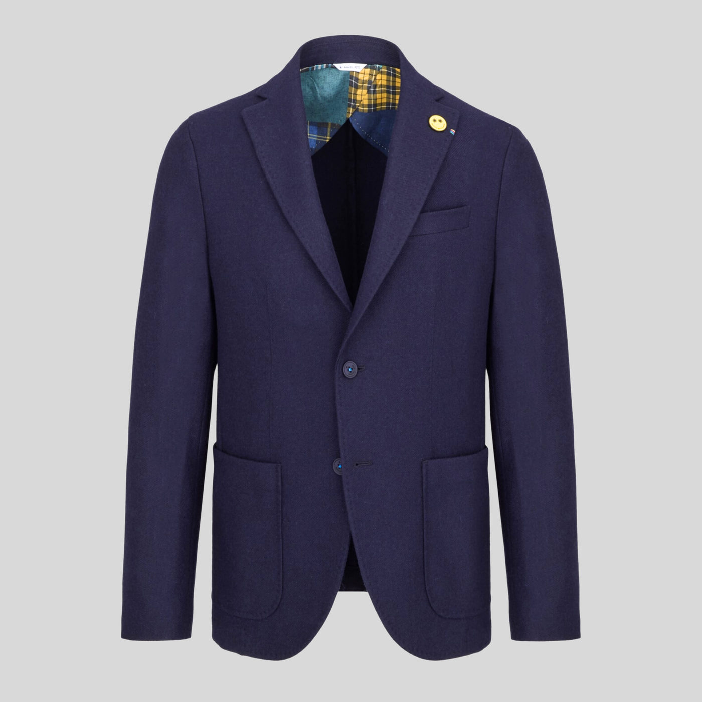 Patch Pocket Wool Blend Twill Blazer - Navy