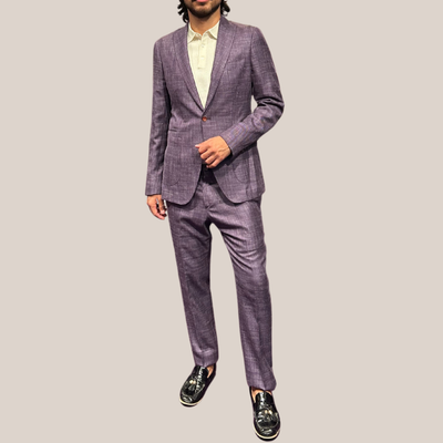 Gotstyle Fashion - Christopher Bates Suits Mesh Weave Stretch Pants - Purple