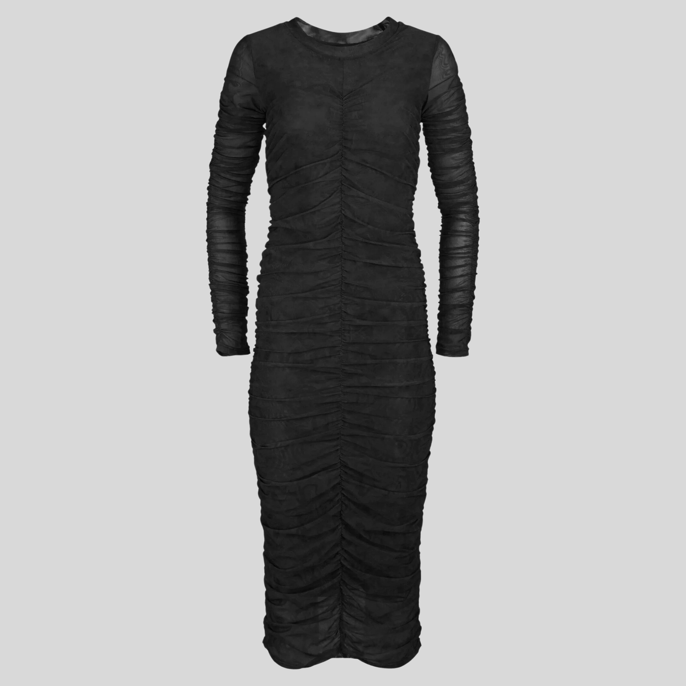 Ruched Mesh Dress - Black