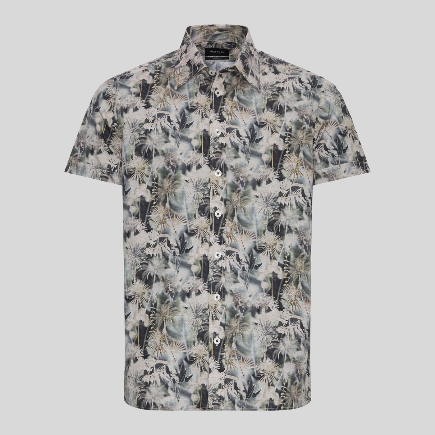 Gotstyle Fashion - Sand Collar Shirts Shaded Jungle Print Shirt - Sand/Green