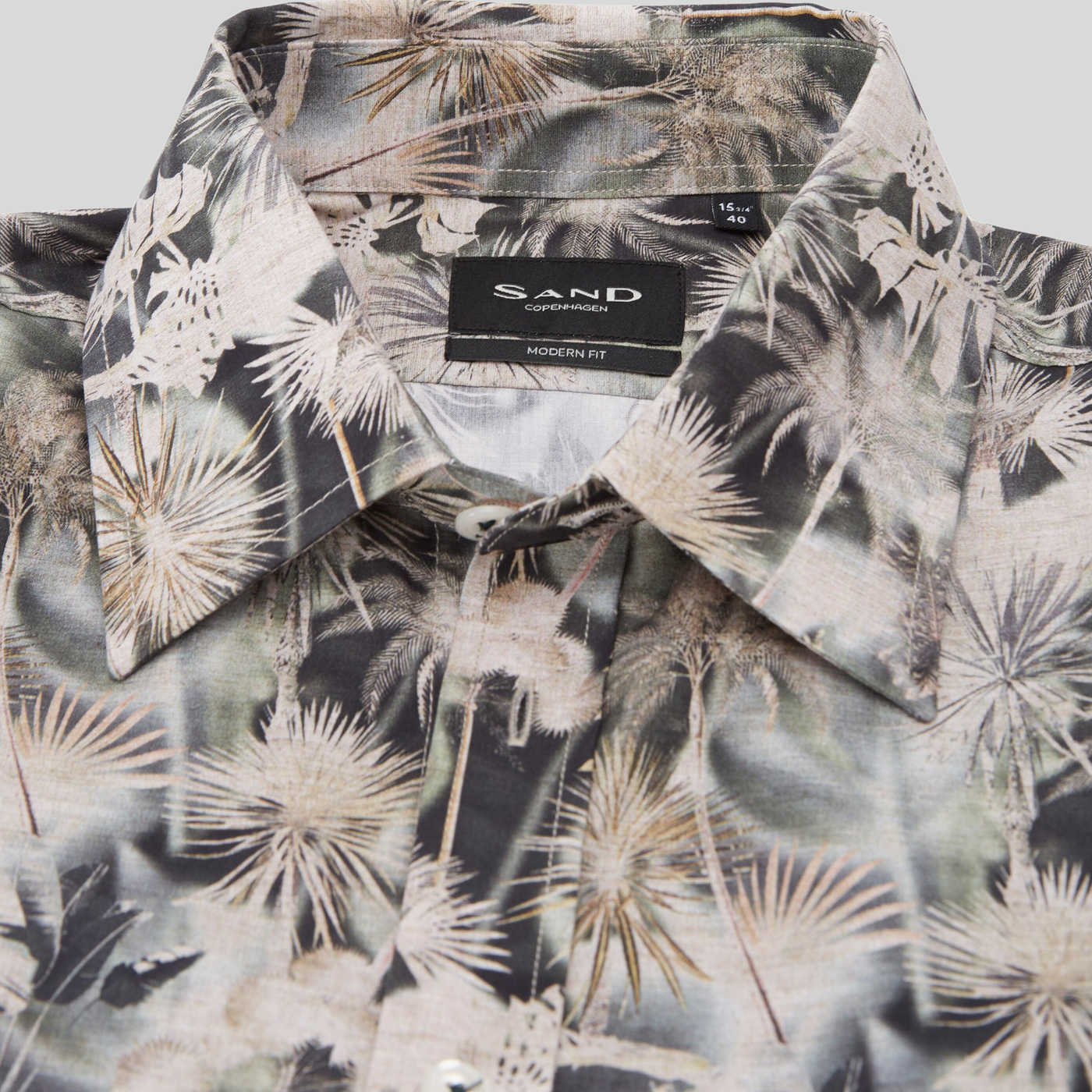 Gotstyle Fashion - Sand Collar Shirts Shaded Jungle Print Shirt - Sand/Green