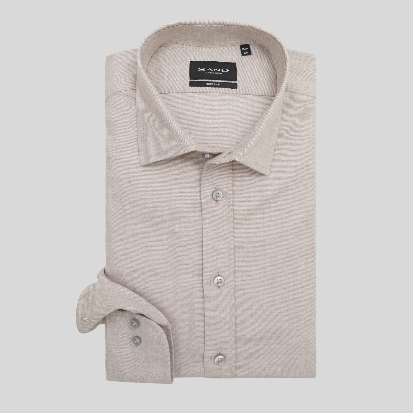 Soft Brushed Twill Cotton Shirt - Tan