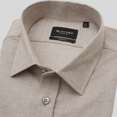 Soft Brushed Twill Cotton Shirt - Tan