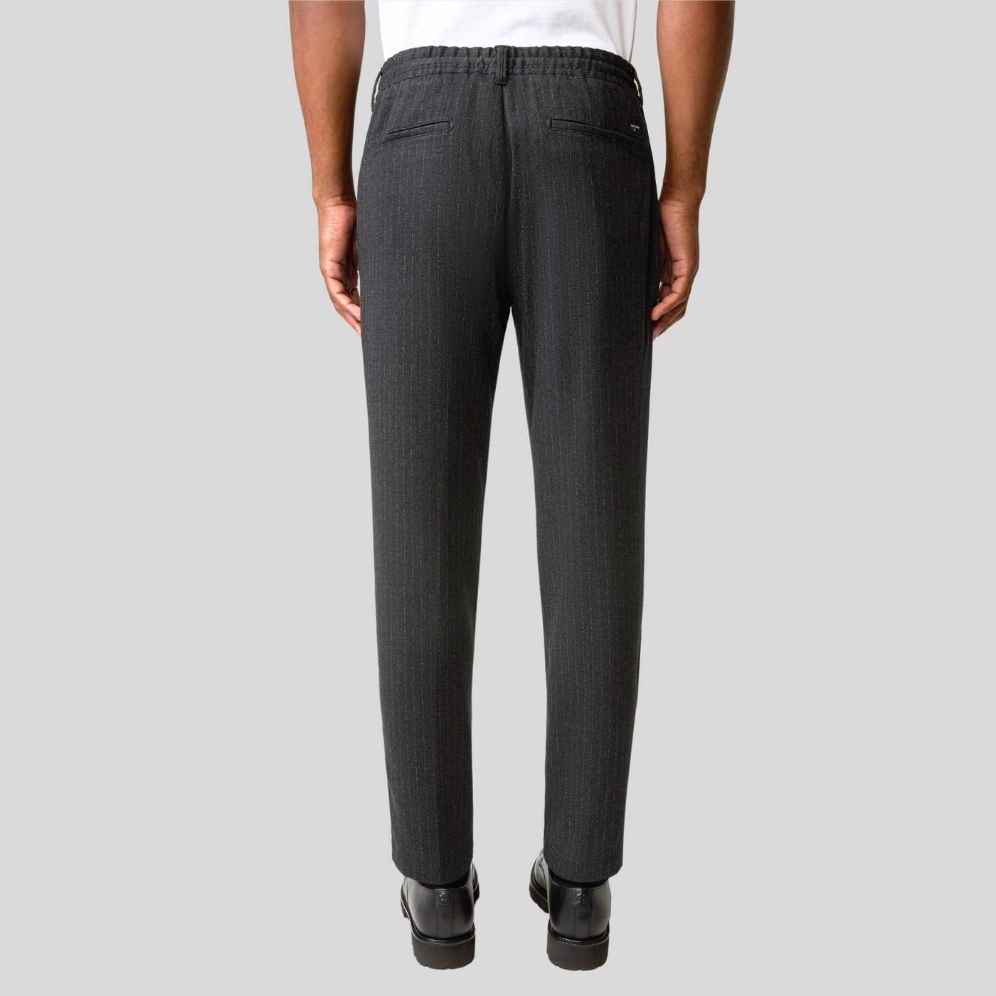 Chalk Pinstripe Drawstring Waist Pants - Charcoal