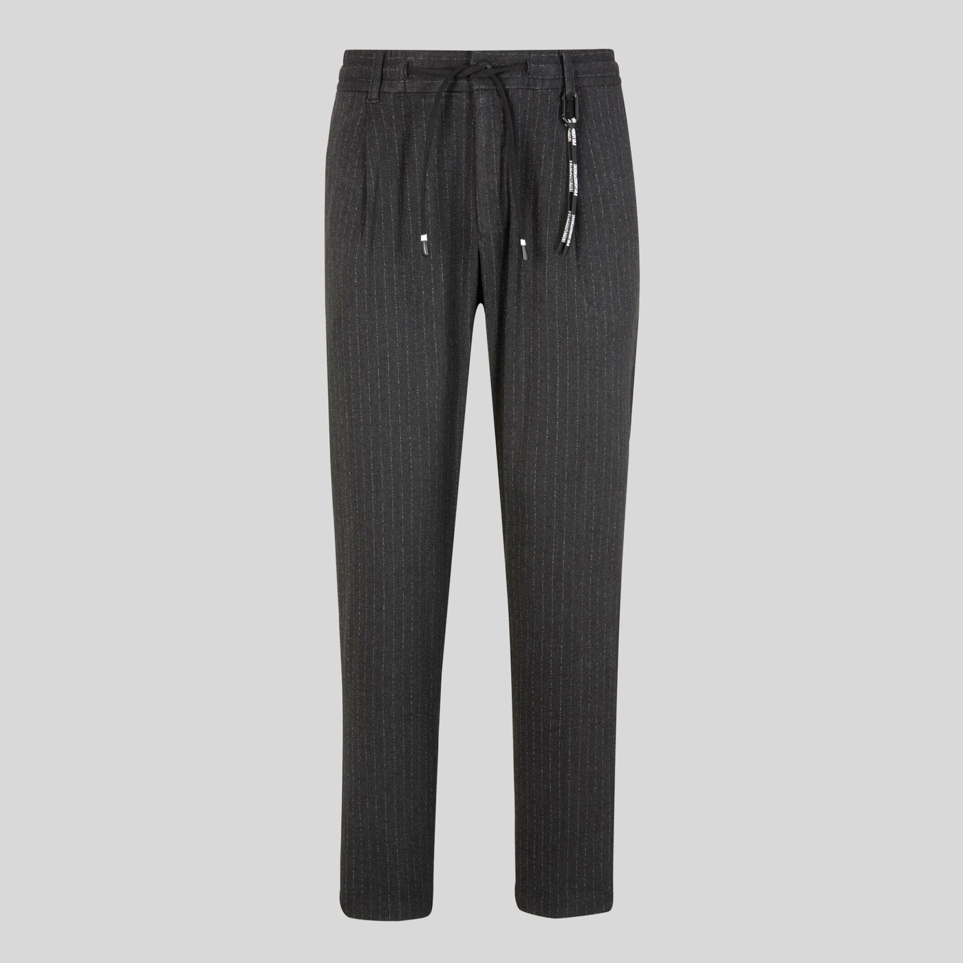 Chalk Pinstripe Drawstring Waist Pants - Charcoal