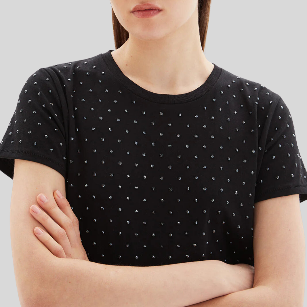 All-Over Studs Jersey Tee - Black