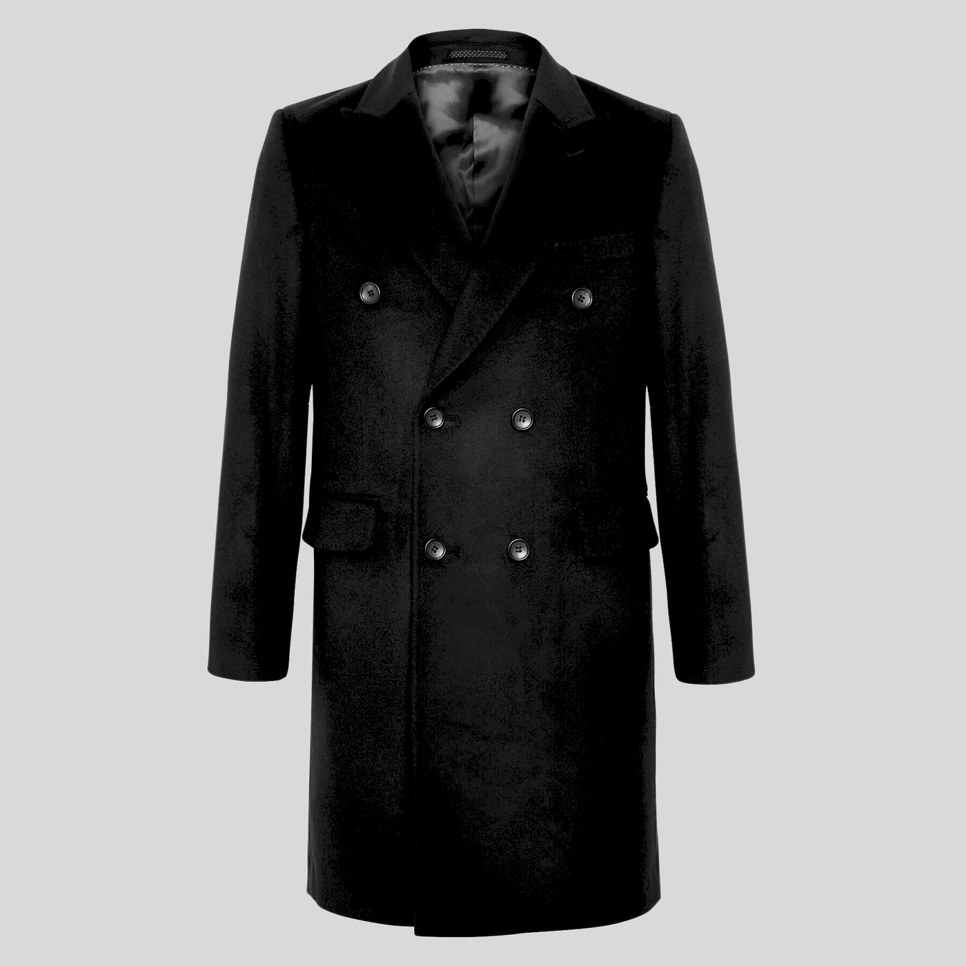 Wool / Cashmere Double Breasted Topcoat - Black