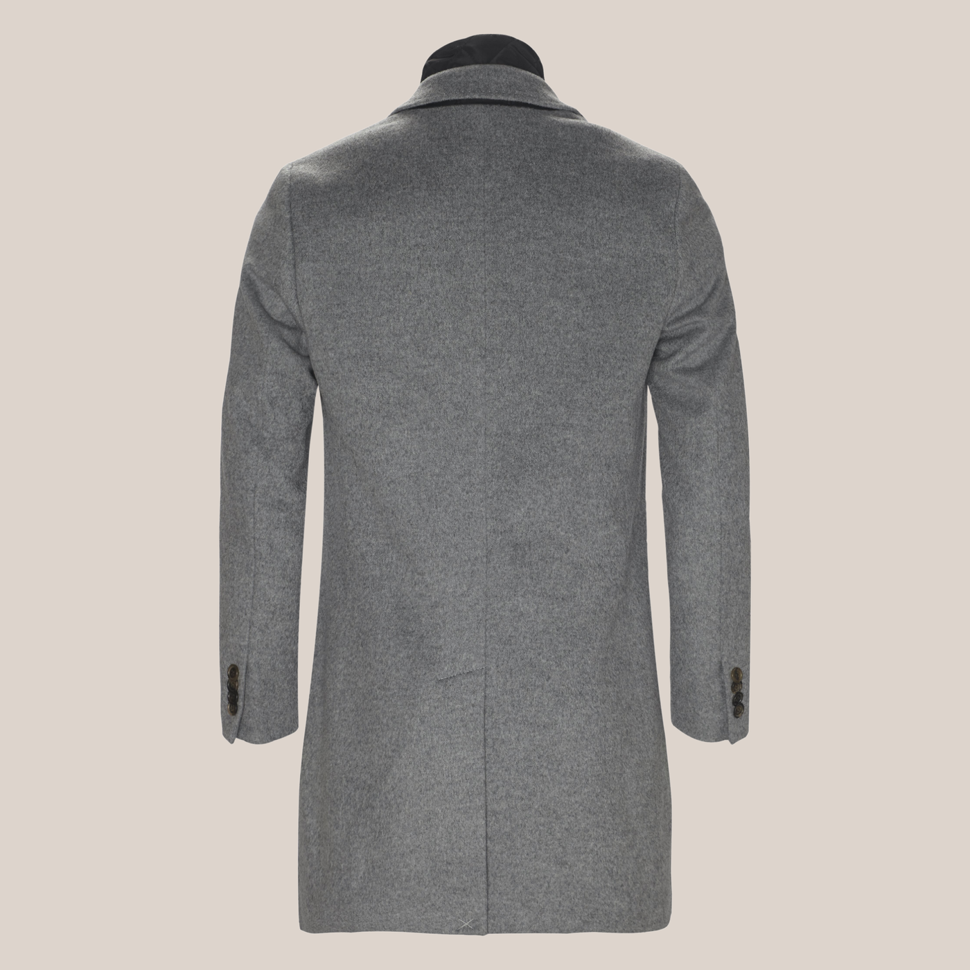 Wool / Cashmere Topcoat with Inlay - Grey