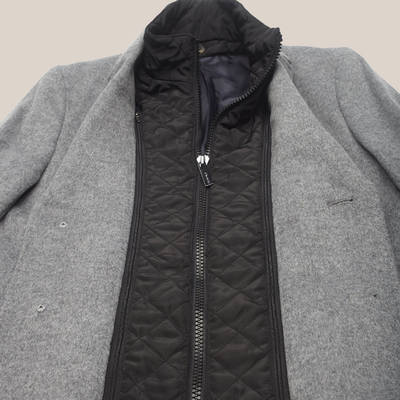 Wool / Cashmere Topcoat with Inlay - Grey