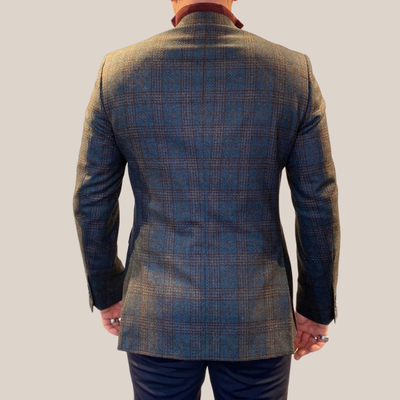 Gotstyle Fashion - Tombolini Blazers Fragmented Plaid Checks Wool Blazer - Brown/Teal