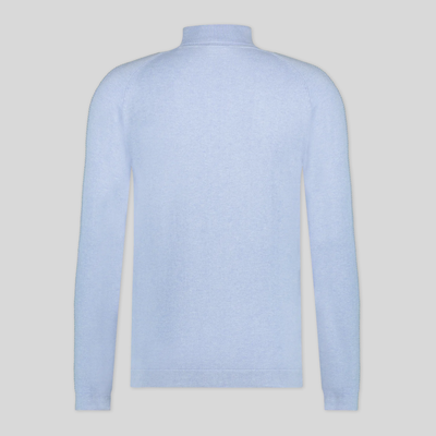 Cotton / Cashmere Raglan Sleeve Turtleneck - Light Blue