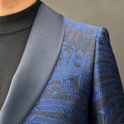 Dinner Jacket Feathers Design - Cobalt