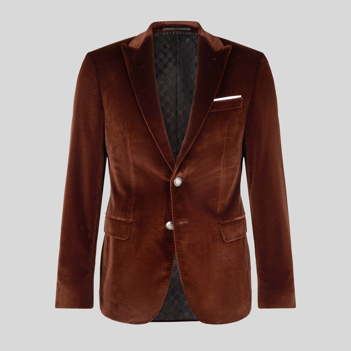 Velvet Peak Lapel Pick Stitch Blazer - Rust