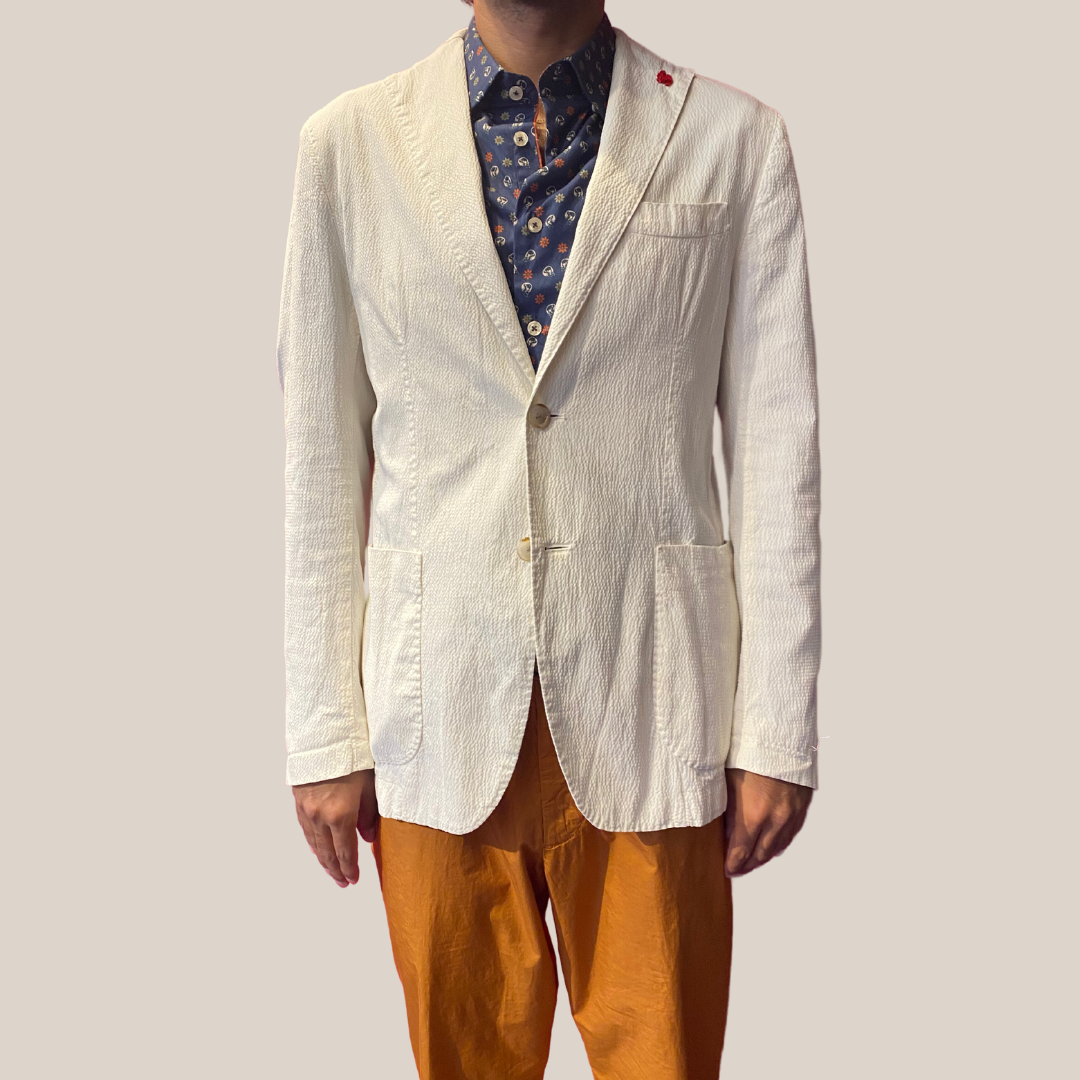 Gotstyle Fashion - Jerry Key Blazers Seersucker Patch Pocket Blazer - Off-White