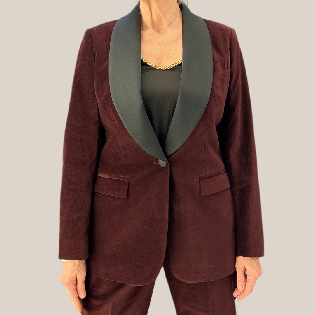 Gotstyle Fashion - Normeet Blazers Velvet Tuxedo Jacket - Burgundy