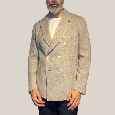 Gotstyle Fashion - Jerry Key Blazers Double Breasted Patch Pocket Cashmere / Wool Knit Blazer - Grey