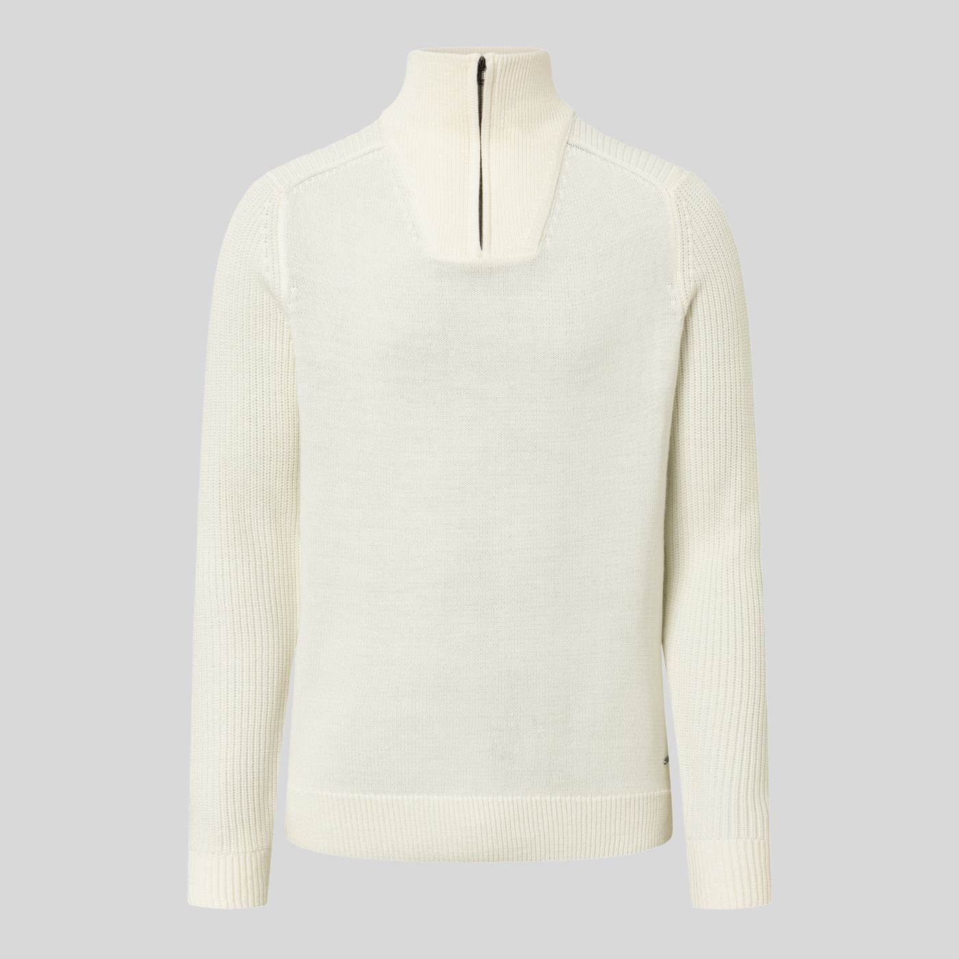 Mock Neck Quarter Zip Ribbed Sweater - Off-White