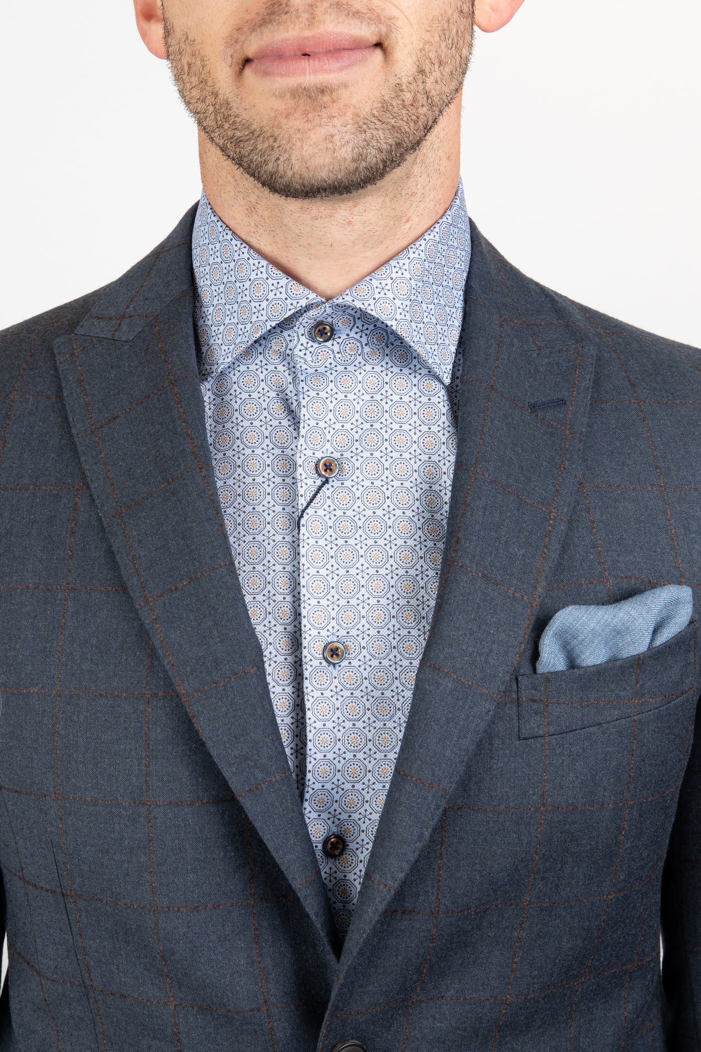 Gotstyle Fashion - Lab Suits Windowpane Check Peak Lapel Suit