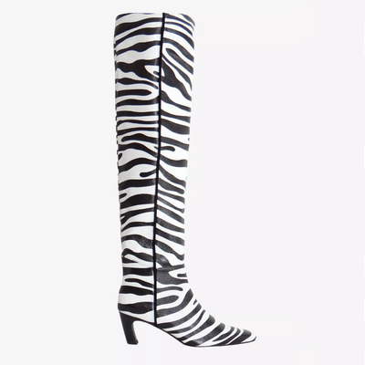 Gotstyle Fashion - Caverley Shoes Patent Leather Zebra Print Pull-On Boot - Black/White