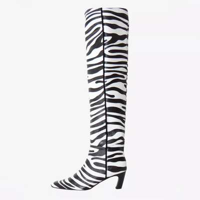 Gotstyle Fashion - Caverley Shoes Patent Leather Zebra Print Pull-On Boot - Black/White