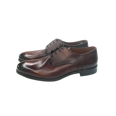 Gotstyle Fashion - Flecs Shoes Textured Leather Derby Shoe - Brown