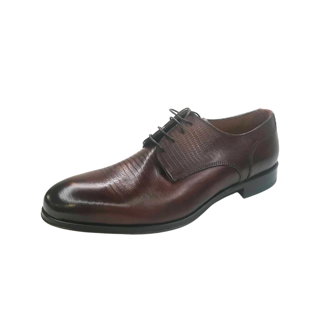 Gotstyle Fashion - Flecs Shoes Textured Leather Derby Shoe - Brown