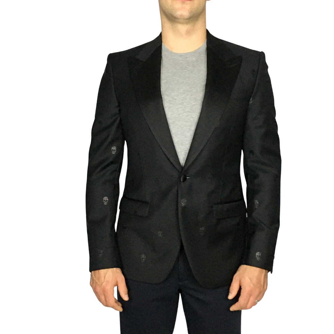 Gotstyle Fashion - Gotstyle Tuxedo Embossed Skulls Peak Tuxedo Jacket