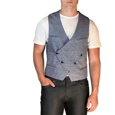 Gotstyle Fashion - Christopher Bates Vests Linen / Wool Blend Vest - Blue