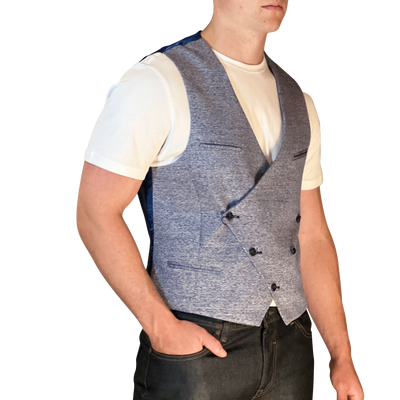 Gotstyle Fashion - Christopher Bates Vests Linen / Wool Blend Vest - Blue